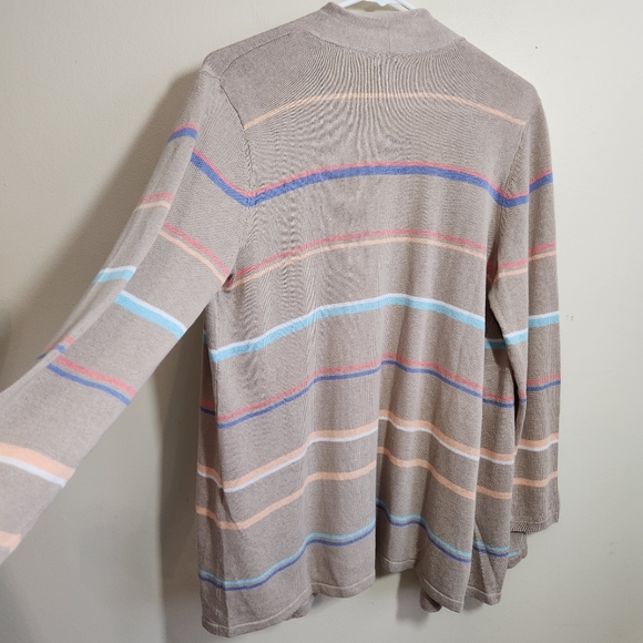 j.jill linen blend pastel striped long cardigan sz lg petite nwt lightweight - Picture 5 of 9